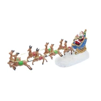 christmas santa claus sleigh reindeer car with led light up holiday figurine gift christmas table decoration new year 2022