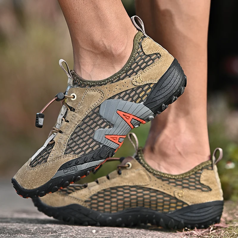New Summer Mesh Outdoor Hiking Shoes Men Trekking Anti-Skid Rock Climbing Elastic Man Mountain Treking Sneakers Plus Size 44