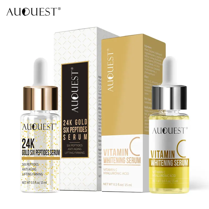 

AUQUEST 30ml Face Serum Vitamin C and 24K Gold Facial Serum Whitening Moisturizing Wrinkle Removal Essence Skin Care