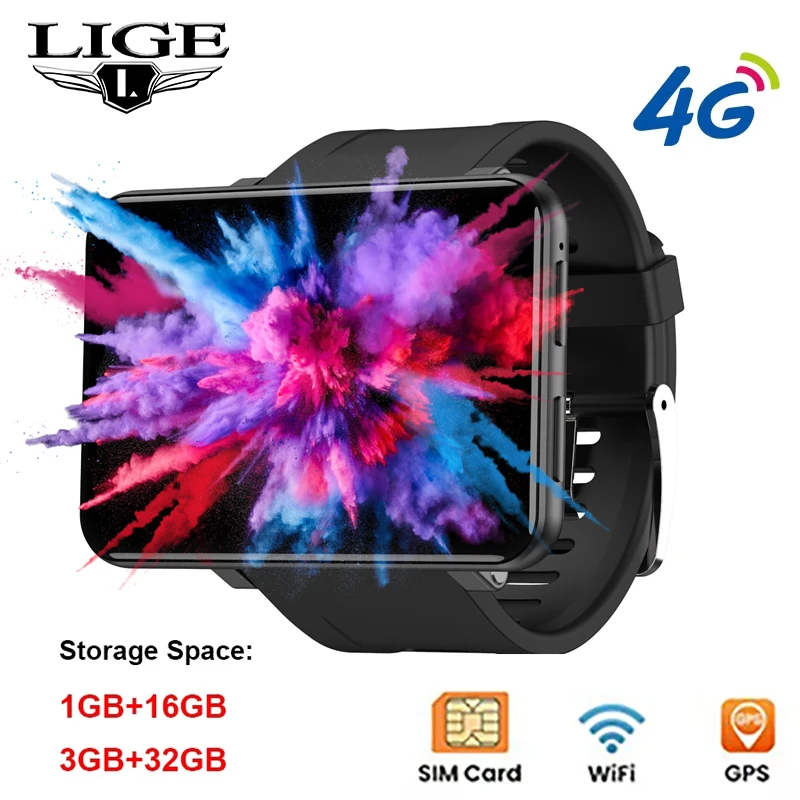 

LIGE 4G Smart Watch 2.4G+5G WiFi Smartwatch 2.86 inch Touch Screen Bracelet 1GB+16GB Camera 5MP GPS Smartwatch Support SIM Card