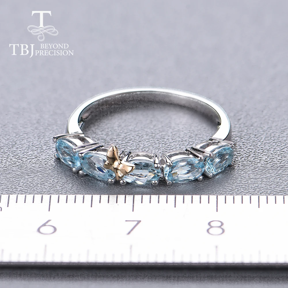 Женское кольцо из белого золота 585 пробы TBJ с аквамарином овальной формы размером