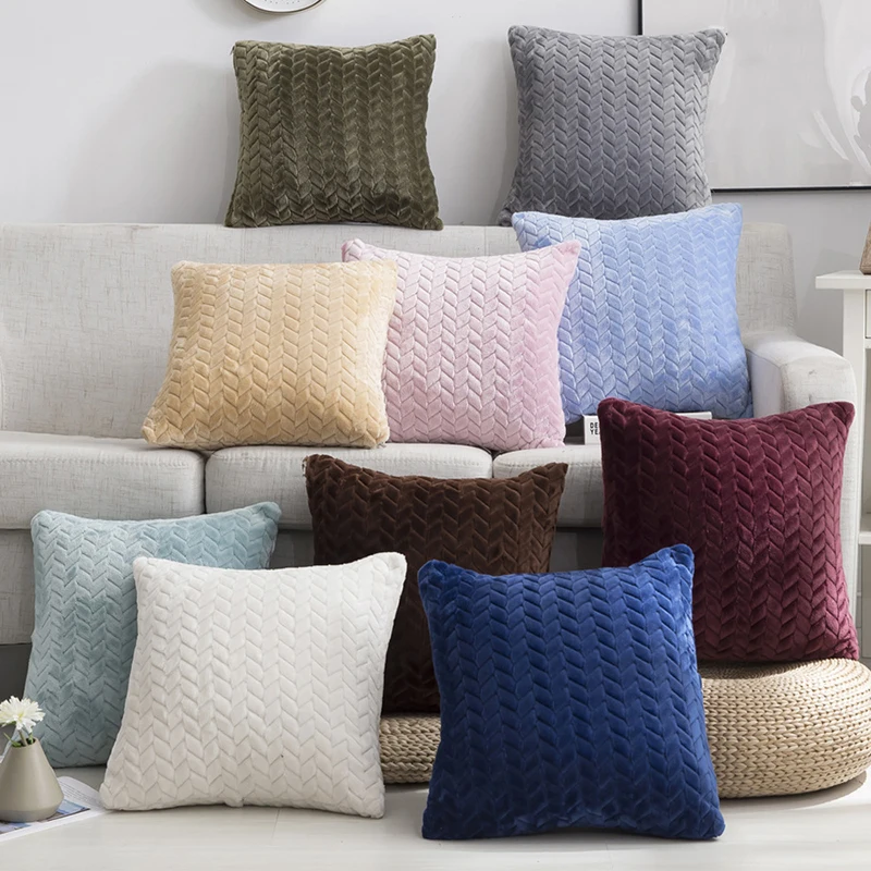 

Flocking Pillow Case Soild Color Decorative Pillowcases Cover 43*43cm Plush Comfortable Sofa Waist Cushion Covers Home Decor