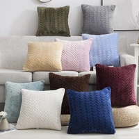 flocking pillow case soild color decorative pillowcases cover 4343cm plush comfortable sofa waist cushion covers home decor