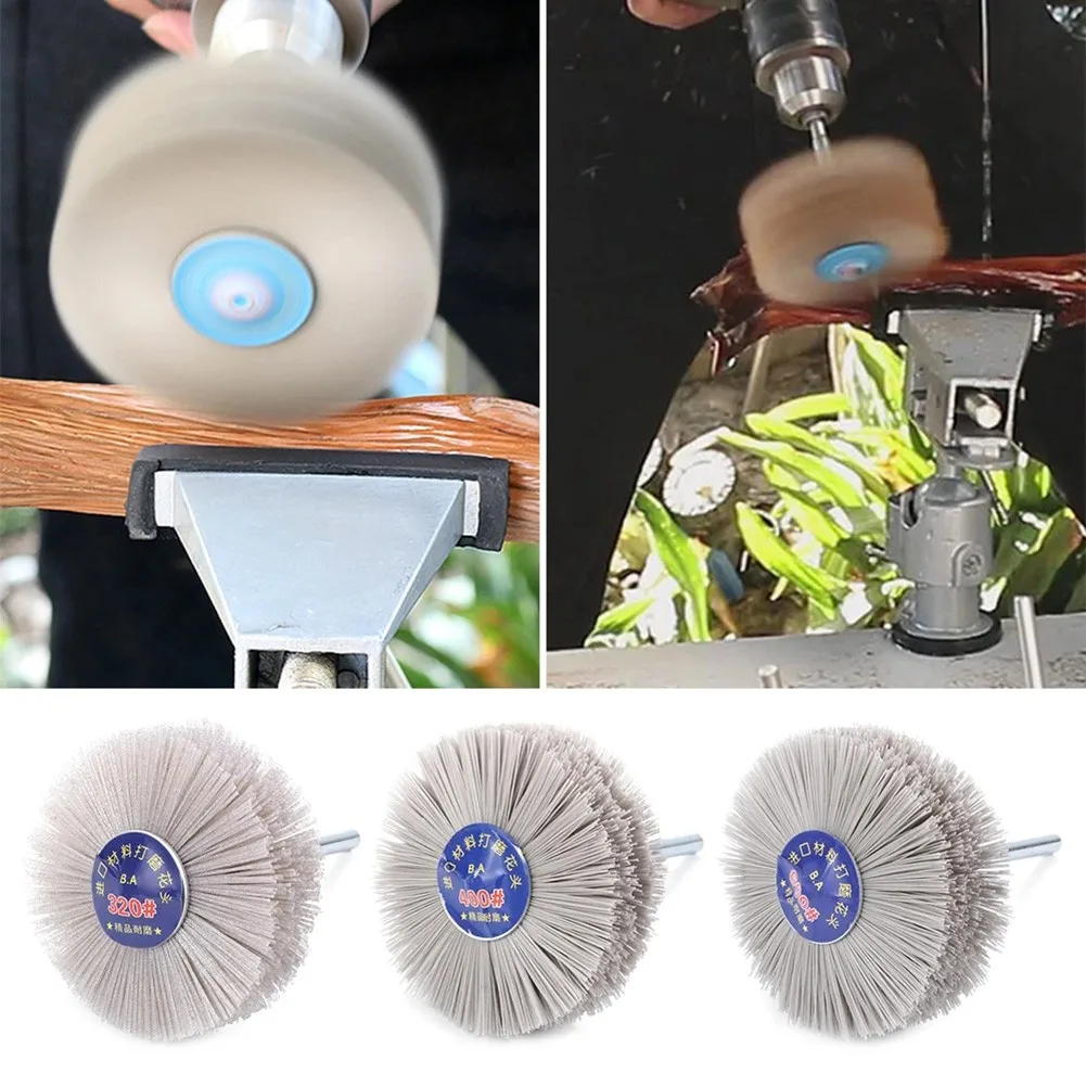 

80#-600# Abrasive Nylon Wheel Brush Woodwork Furnitures Polishing Brush 6mm Shank 80MM Diameters Head Grinder Abrasive Tools