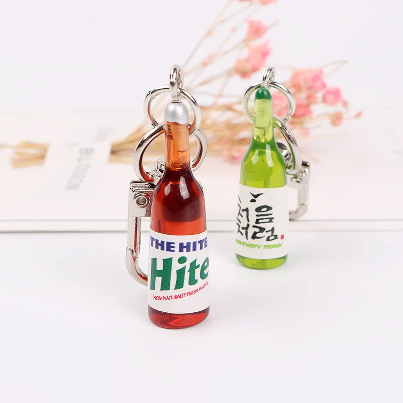 Корейский брелок для ключей в виде пива зеленая подвеска чехол наушников кольцо