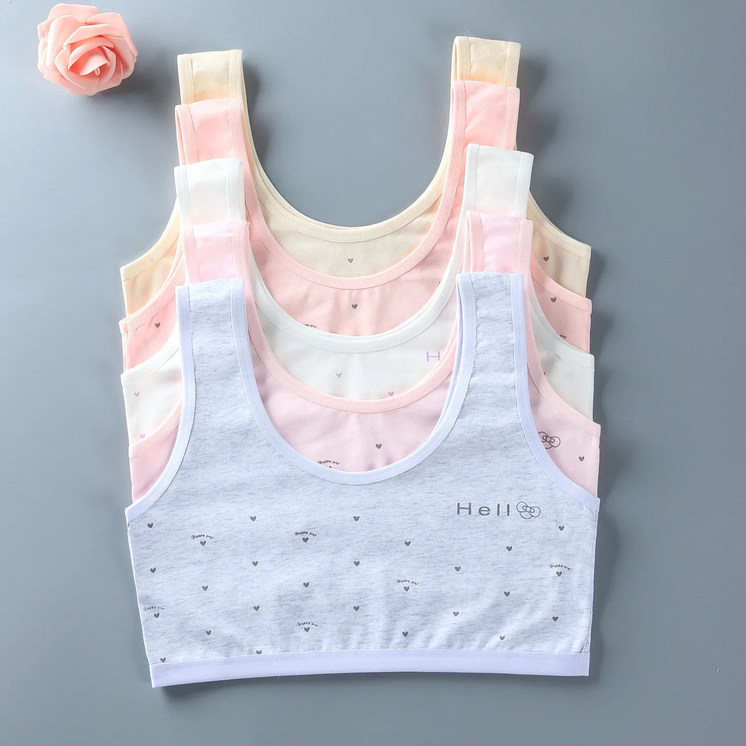 Girls Underwear Small Vest Sling Children Bra Development Cotton Students Breast Wrapping Puberty Teens Bra For 12-16 Years Old