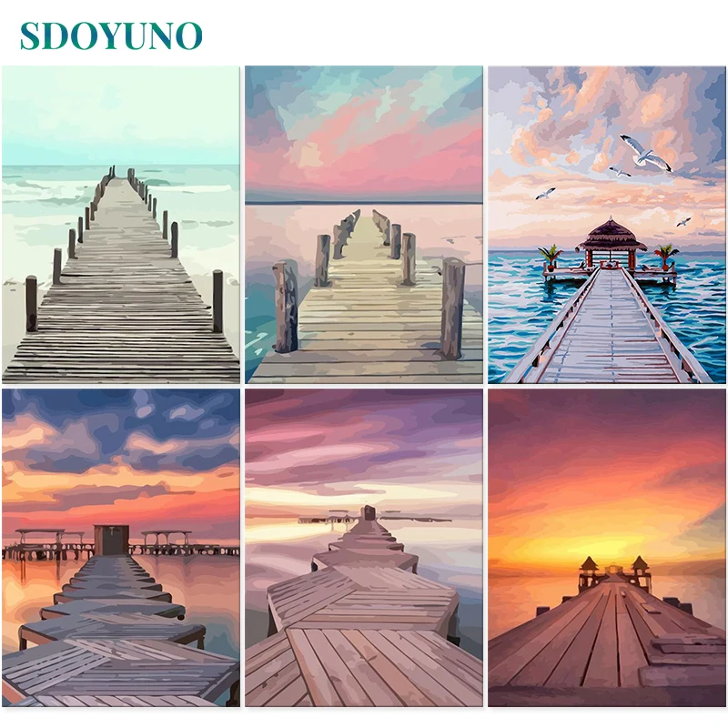 

SDOYUNO 40x50cm Oil Painting By Numbers Kits Scenery Frameless Coloring By Numbers Seascape DIY Digital Canvas Painting Home Dec
