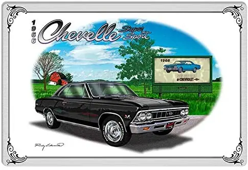 

ArtFuzz Chevy Super Sport Black Car Metal Sign by Rudy Edwards 12x16