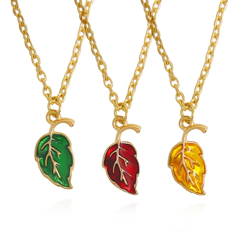 Ожерелье с подвеской в виде листьев растений металлическое ожерелье кулоном