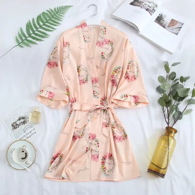 Летняя женская дышащая ночная рубашка с принтом/милый Пижамный халат цветочным
