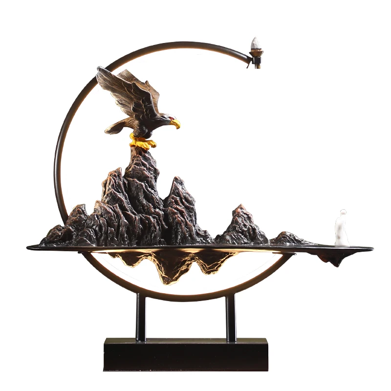 

Backflow Incense Burner with Led Light Rockery Agarwood Sandalwood Incense Burner Backflow Aromatherapy Stove Ornaments Incenso