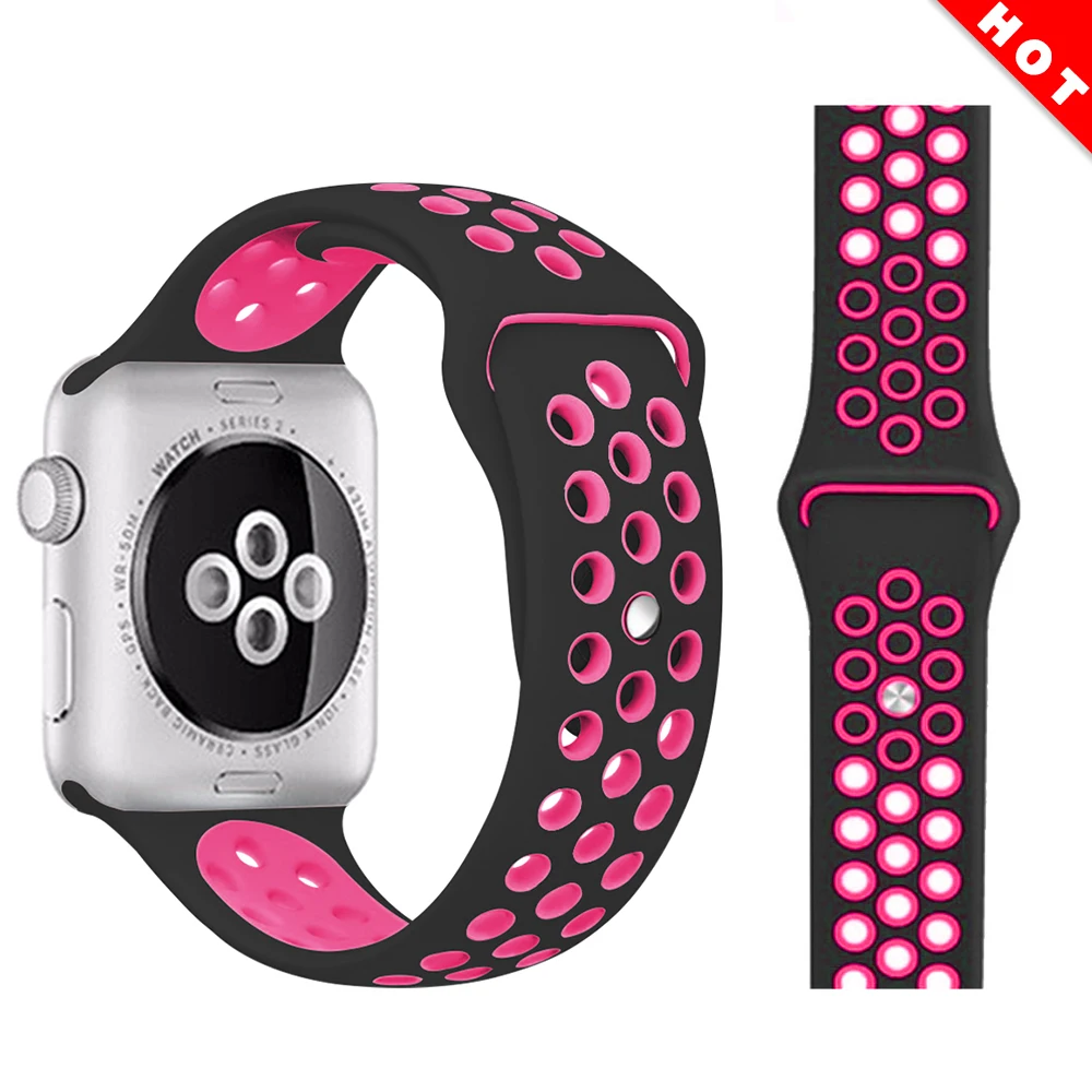 Black glitter Ремешок для Apple Watch, мягкий силиконовый сменный Браслет серии 5, 4, ремешок для часов 44 мм, 40 мм, iwatch, ремешок серии 1, 2, 3, 38 мм, 42 мм - Цвет ремешка: Black glitter