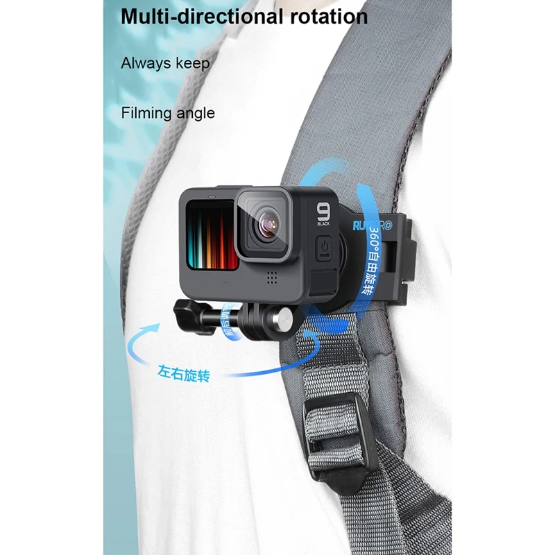 hfes 360 degree rotary backpack clip mount for gopro hero 9 8 7 6 5 4 3 sjcam shoulder belt action camera accessories free global shipping