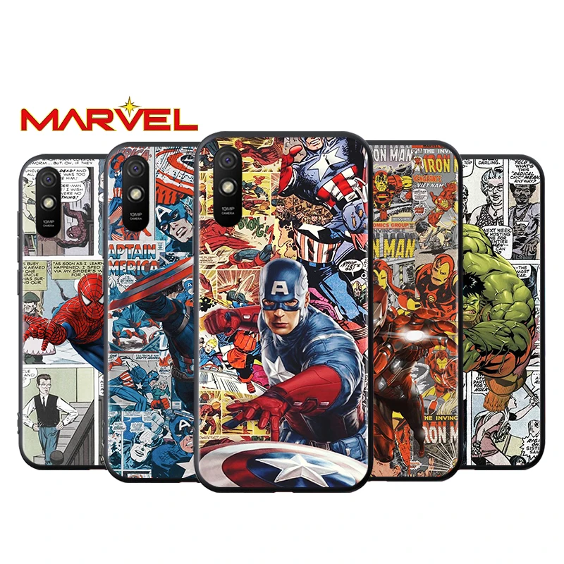

Spiderman captain america for Xiaomi Redmi 10X Pro 9C 9A 9T 9 GO K40 K30 Ultra K20 8 7 S2 6 5 4X Pro Soft Black Phone Case