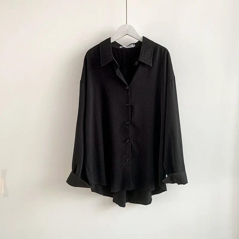 Long Sleeve Button Cotton Shirt Women Autumn New Loose White Blouses Casual Ladies Tops Blusas Mujer De Moda 2021 16310 | Женская одежда