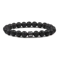 charm cylinder hematite bracelet men classic black lava natural stone beads stretch bracelets bangles homme yoga jewelry pulsera