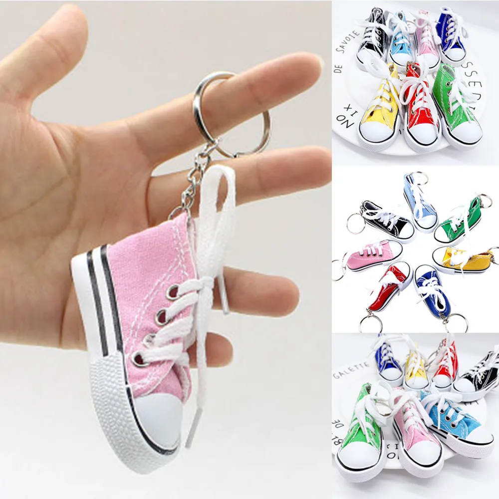 

New Cute Mini Simulation Canvas Shoes Keyring Keychain For Women Girl Souvenir Gift Women Bag Key Holder Accessories Jewellery