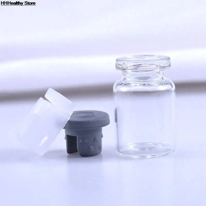 Стеклянная бутылка пенициллин с резиновой пробкой и Антибликовой застежкой 10 шт.