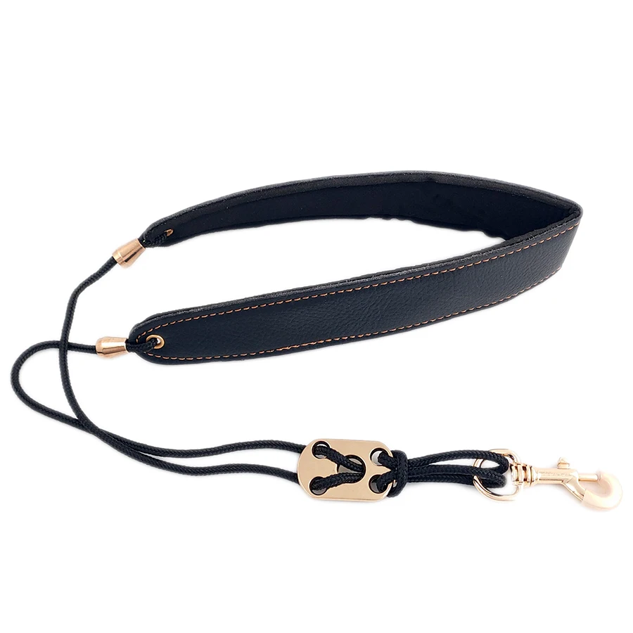 

Adjustable 43-56mm Saxophone Neck Strap Leather Sax Strap Metal Hook for Tenor/ Soprano/ Alto Saxophones/Clarinet