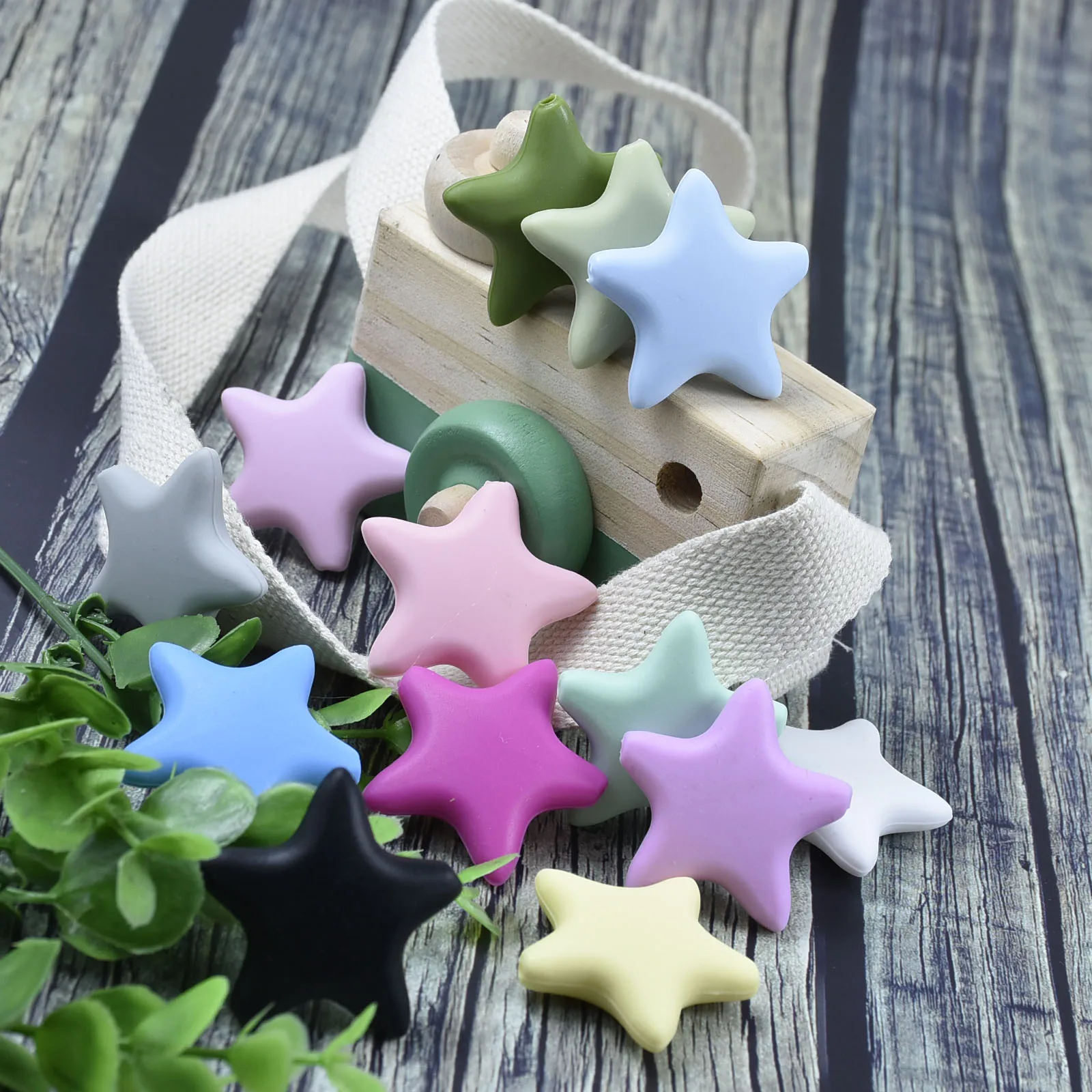 Mordedores de silicona con estrellas para beb&eacute;, varillas de silicona para morder, productos para enfermera, regalo para Baby Shower, 50 Uds.-4
