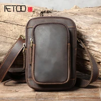 aetoo retro crazy horse leather mens shoulder bag genuine leather crossbody bag first layer cowhide mini chest bag