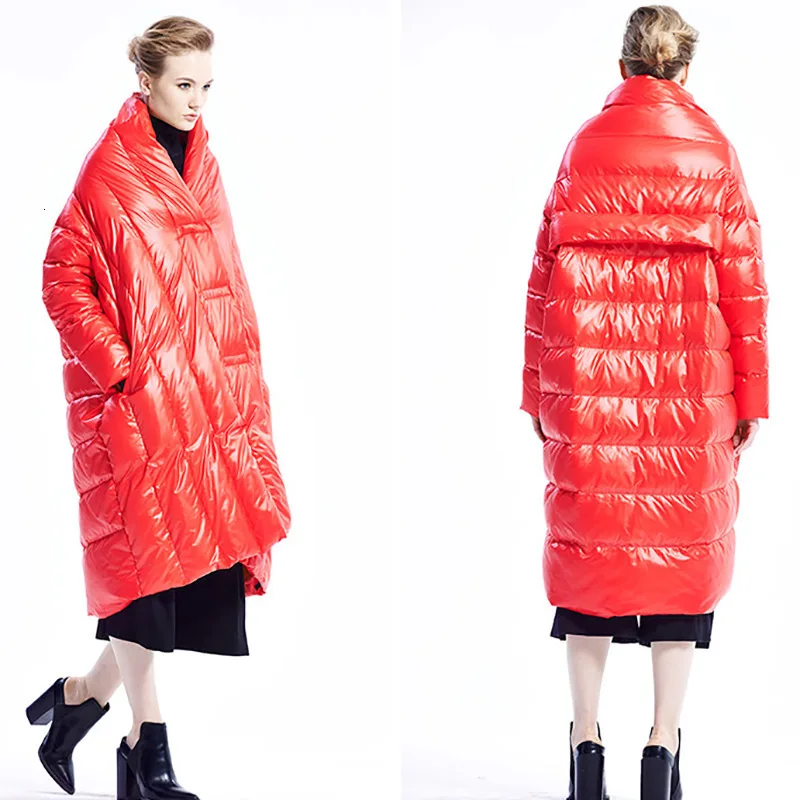 

2020 Winter Warm Duck Jacket Women Clothing Thick Maxi Long Oversized Red Black Down Jackets Thicken Loose Coat Parka