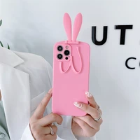 for iphone 12 11 pro max back tpu shockproof full lens protection cover for iphone x xr xs 7 8 plus cute bunny solid color case