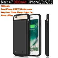 PowerTrust 5000mAh Smart Battery Case for iPhone 6 6s 7 8 Power Bank Charging Case Charger Case Cover