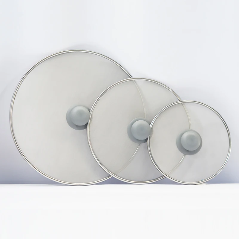 

25cm Splatter Screen Mesh Pot Lid Cover Silver Oil Frying Pan Lid Kitchen Accessories Splash Oil Stainless Steel Cooking Tools