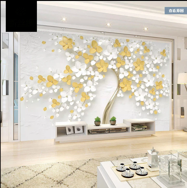 Маленький свежий фон для гостиной дивана телевизора Настенная роспись спальни