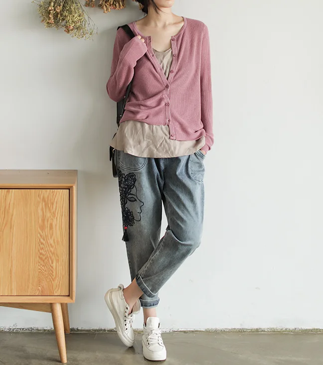 Осенние джинсы женские свободные повседневные джинсовые брюки в стиле ретро