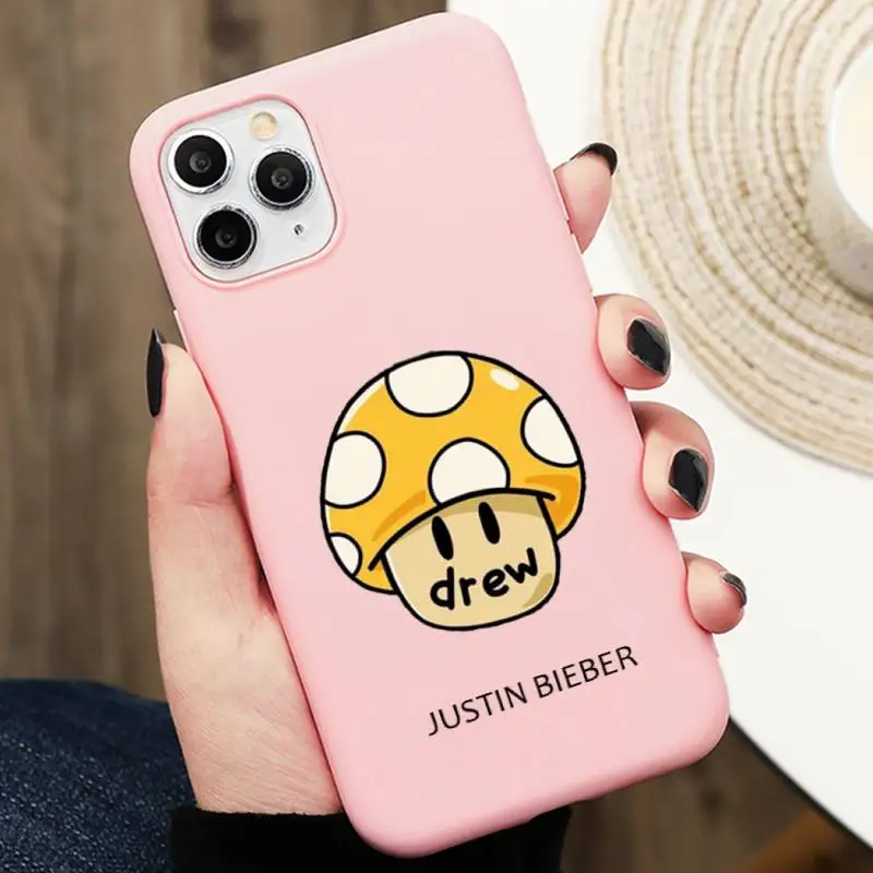 

Justin Bieber drew house Phone Case Pink Silicone Cover For Iphone 6 7 8 11 12 plus XR X XS SE2020 11/12PRO Max Cases
