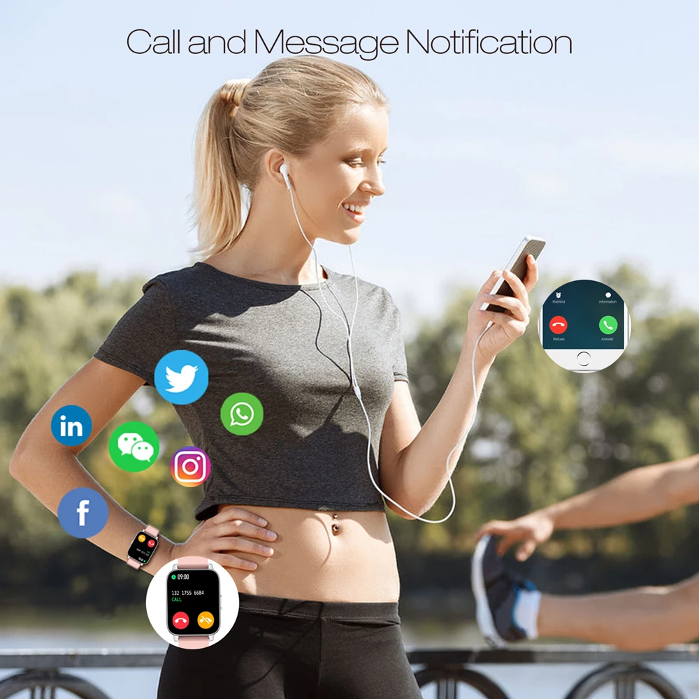Allcall P36 1.69 inch Smart Watch Men Fitness Tracker IP67 waterproof Women Bluetooth Smartwatch for iOS Android Apple Xiaomi