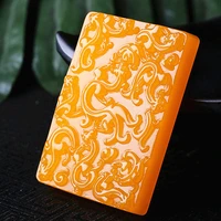 natural yellow jade dragon pattern pendant chinese necklace hand carved charm jewelry amulet fashion for men women lucky gifts