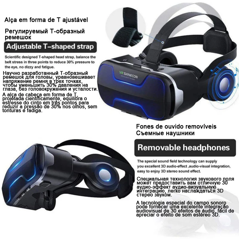 VR Shinecon Viar шлем 3D очки Виртуальная реальность гарнитура для iPhone Android смартфон
