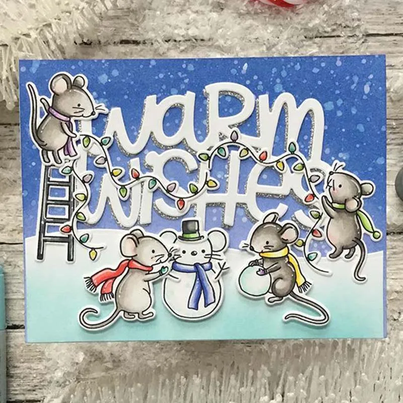 Mai Christmas Warm Wishes Letter Metal Cutting Dies Stencils for DIY Scrapbooking photo album Decorative Embossing Paper Cards | Дом и сад