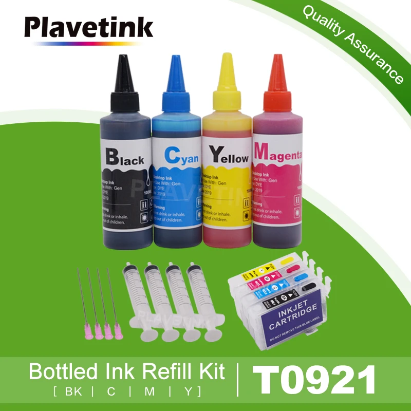 Набор для заправки чернил Plavetink 100 мл + 92 92N многоразовые картриджи T0921 T0921N принтеров Epson Stylus C91 CX4300