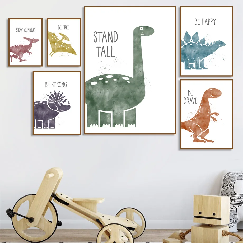 

Triceratops Pterosaur Cartoon Dinosaur Wall Art Canvas Painting Nordic Posters And Prints Wall Pictures For Kids Room Decor