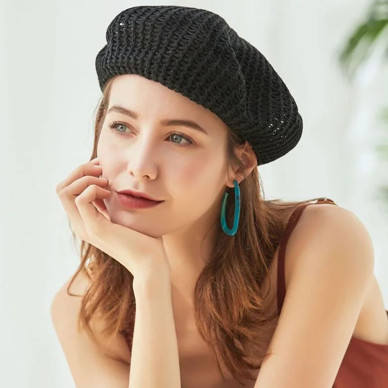 MAXSITI U летние дышащие хлопковые льняные выдалбливающие береты шапки для женщин