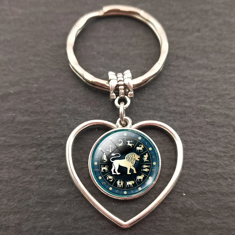 12 знаков зодиака в форме сердца кольца для ключей сумка круглая подвеска |