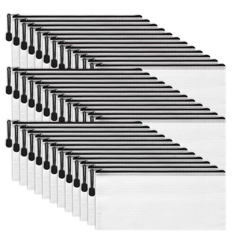 

42Pcs Zipper Pencil Pouch, Zipper Mesh Pouch with Zipper File Storage Bags for Stationary Cosmetics Travel Storage