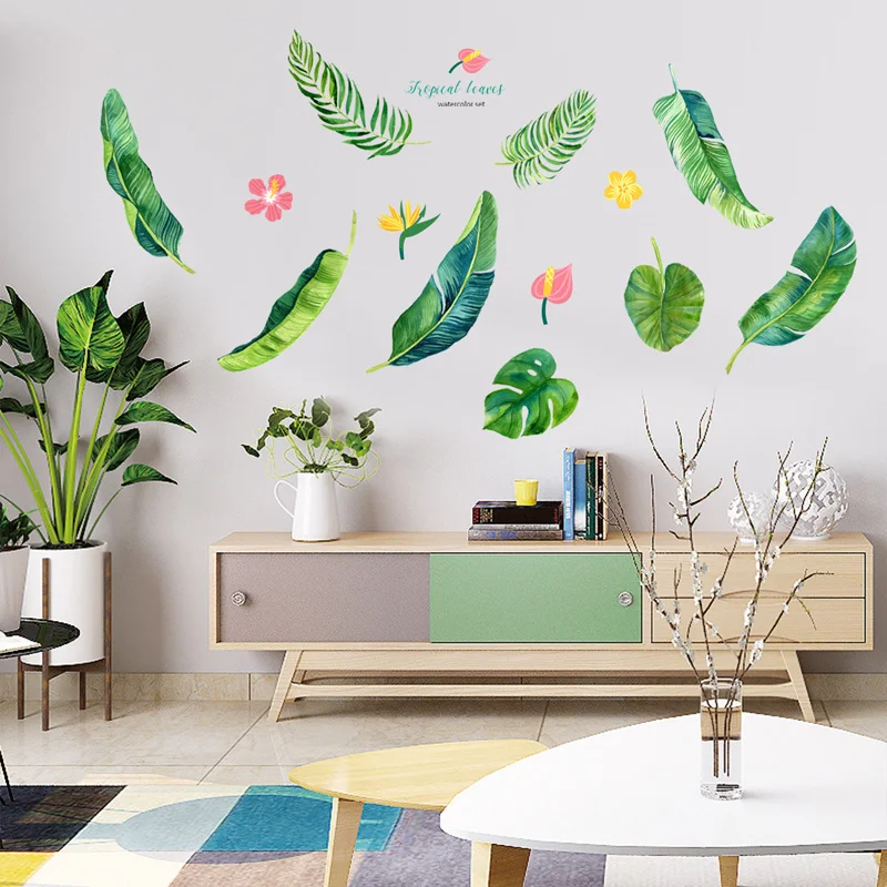 Zollor зеленые растения Лист наклейки на стену для гостиной спальни экологически