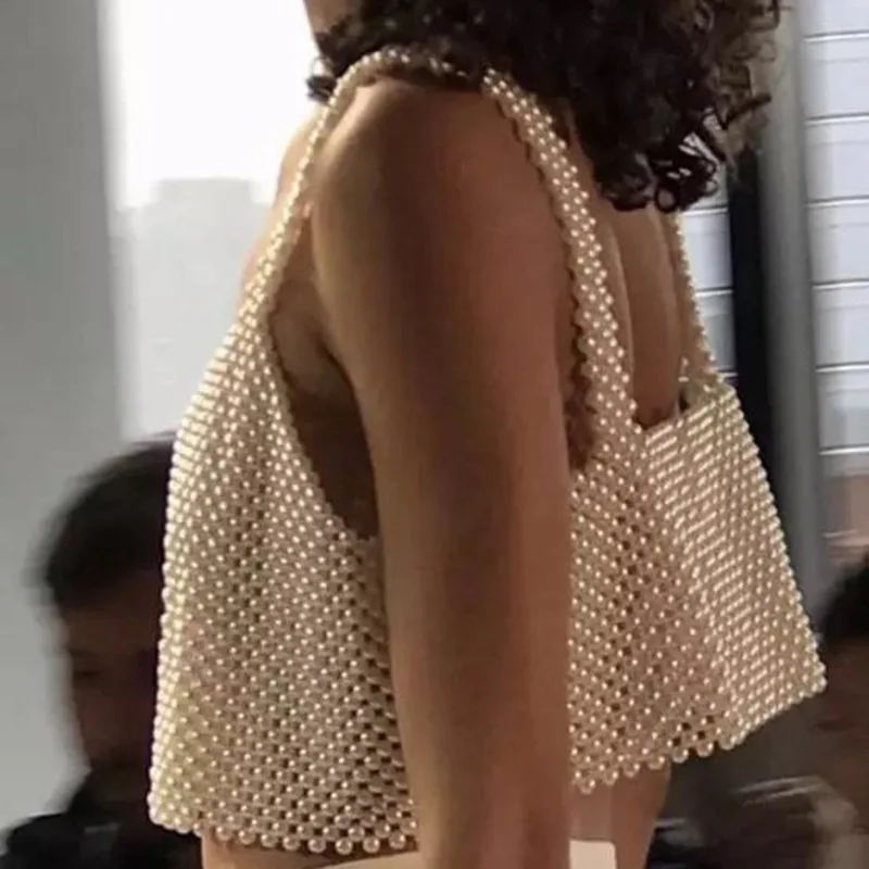 Женские праздничные жемчужные кроп Топы металлическая цепочка на тело