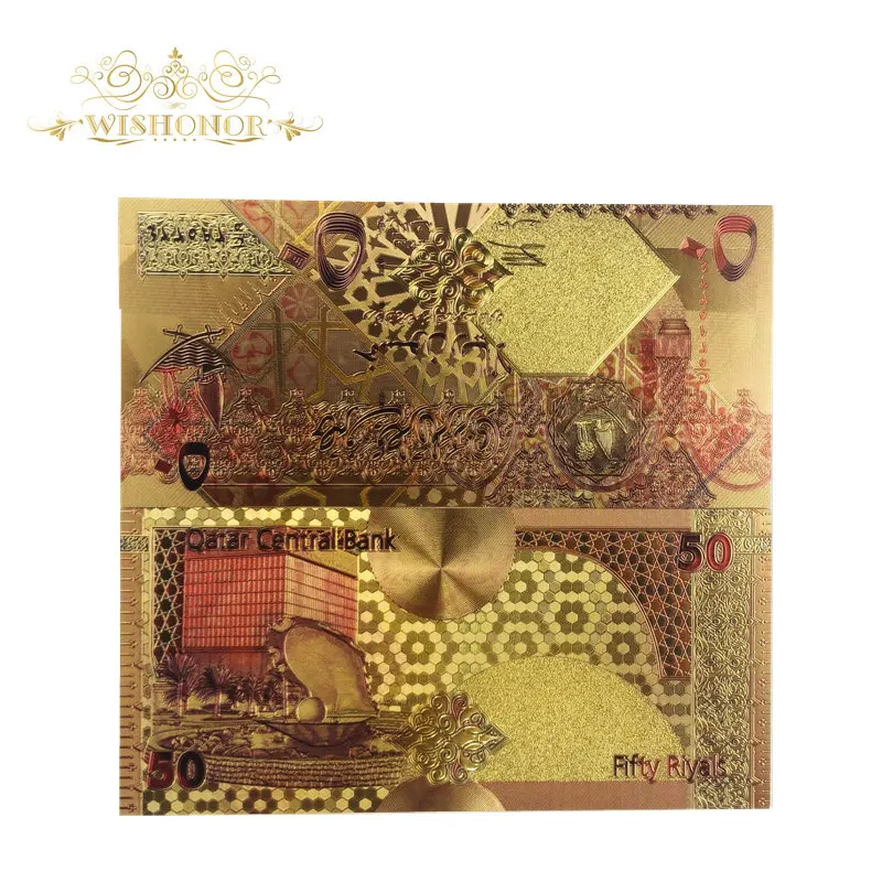 Копия банкнот дневного света для красивых катарских 1 5 10 50 100 500 в 24 каратном