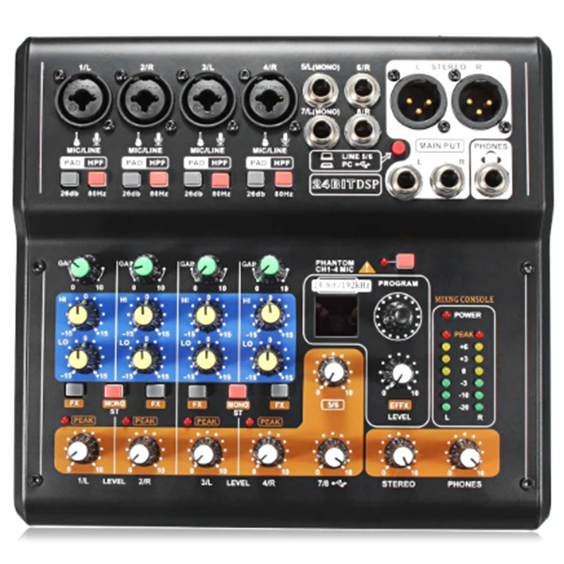 Профессиональная 8 каналов аудио микшерная консоль мини USB цифровой DJ Миксер с PAD
