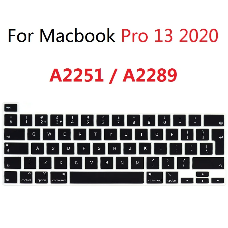 

Защитный чехол для клавиатуры с Европейским расположением для Macbook Pro 13 2020 A2251 A2289, силиконовый чехол для клавиатуры для Macbook Pro 13 2020, чехол для ...