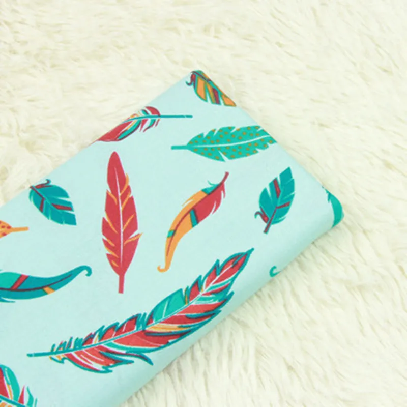 Полосатый 100% хлопок ткань с принтом в виде перьев Северной Европы одеяла ручной