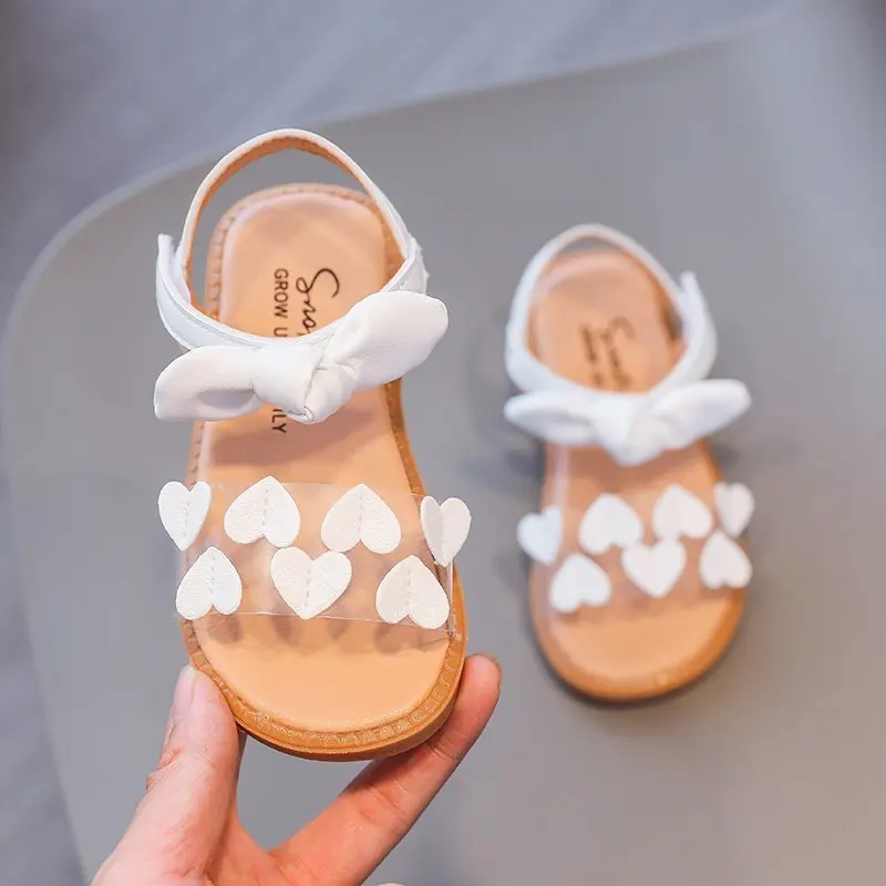 

Lovely Girls Transparent Strap Sandals Bowtie Cute Heart-shaped Velcro 1-8 Years Old Kids Open Toe Shoes T21N04LS-09