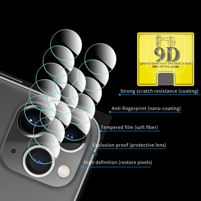 9D закаленное стекло для iPhone 11 2019 защитная пленка объектива камеры Защитное Pro Max
