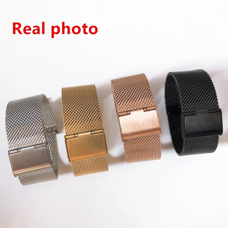 16mm 18mm 20mm 22mm Universal Milanese Watchbands Quick Release Watch Band Mesh Stainless Steel Strap Wrist Belt Bracelet Silver